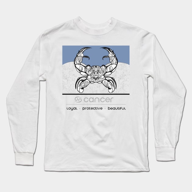 Cancer Season - Zodiac Graphic Long Sleeve T-Shirt by Well3eyond
